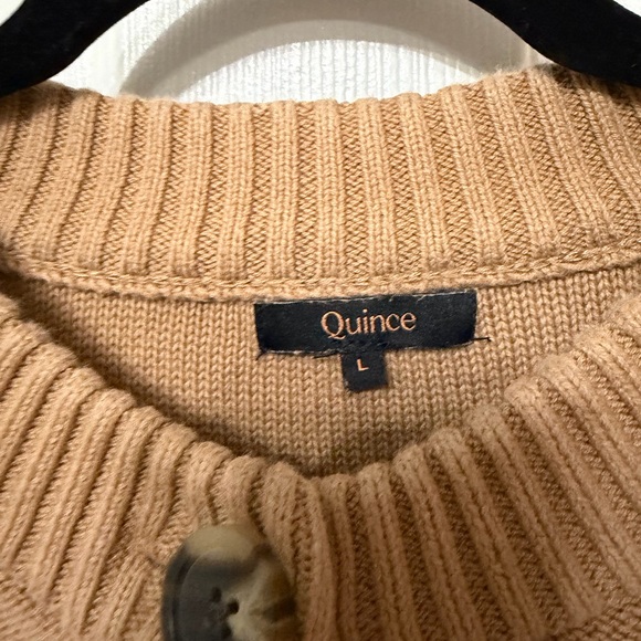 Quince 100% Organic Cotton Cardigan in Camel tan size large - Picture 5 of 7